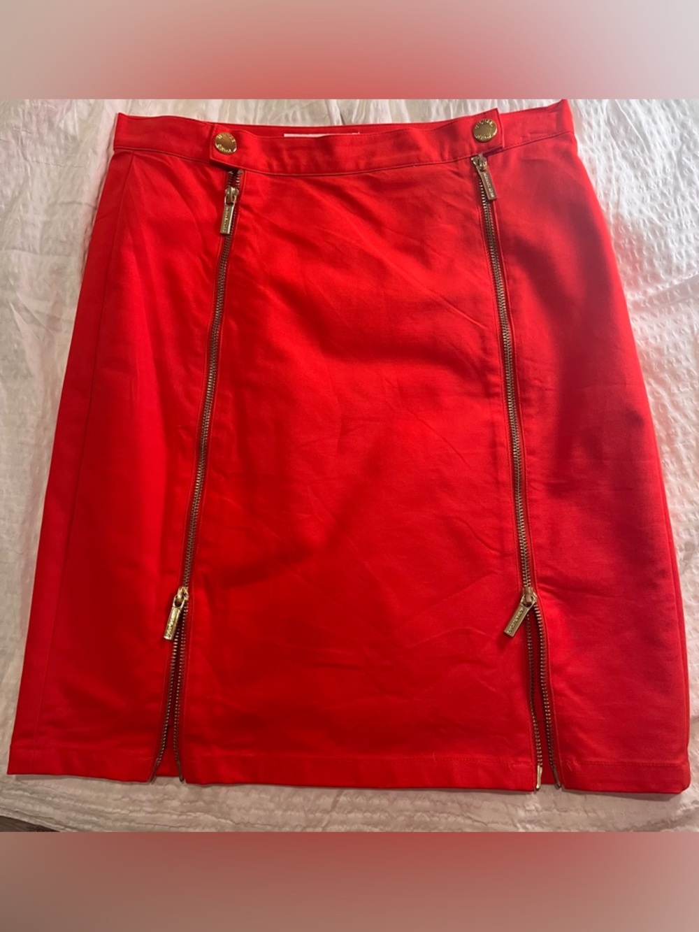 Michael Kors Red Zip-Accent Women’s Skirt